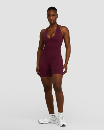 Sculpting Halterneck All In One | Merlot